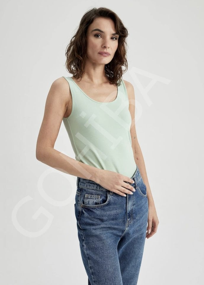 Askılı T-shirt sarı - M
