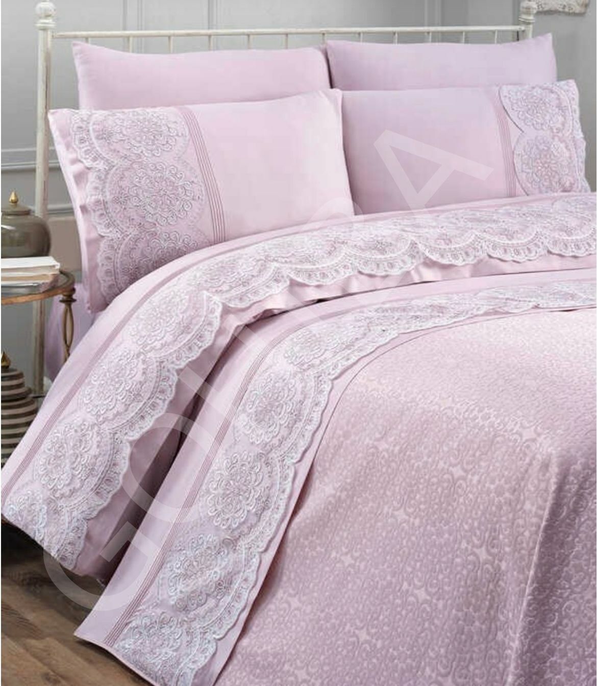 PİKE NEVRESİM TAKIMI SATEN PUDRA SET