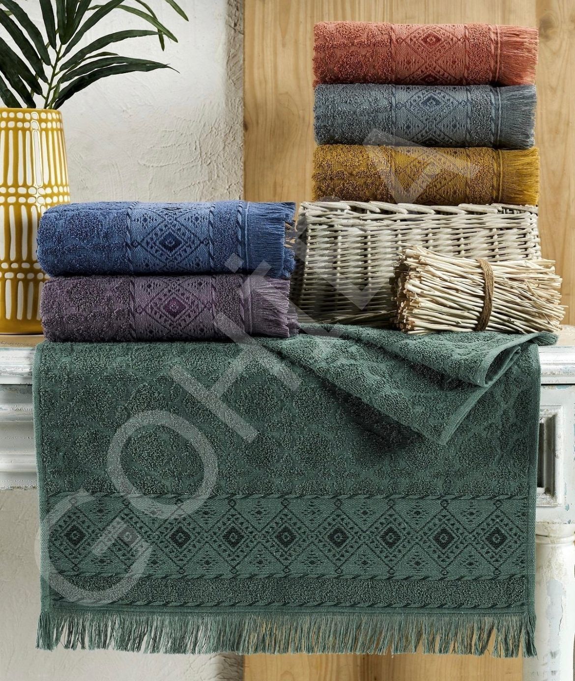 SULTAN SERİSİ %100 PAMUKLU  HAVLU ŞIK 50CM*90CM kiremit
