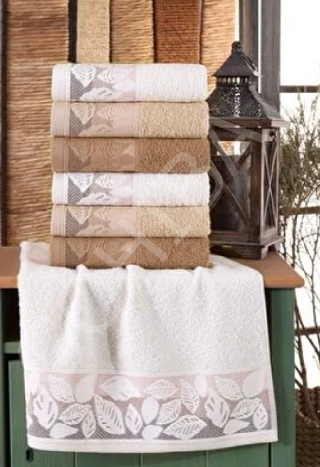 HAVLU SETİ 50CM*90CM YAPRAK VE SONBAHAR DESENLİ koyu kahve