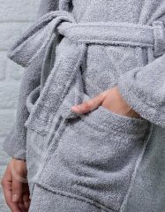 BORNOZ GRİ KAPÜŞONLU YENİ MODEL KAMPANYALI L-XL
