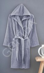 BORNOZ GRİ KAPÜŞONLU YENİ MODEL KAMPANYALI L-XL