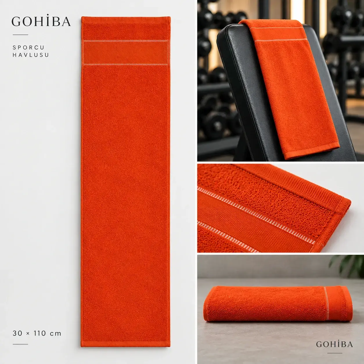 GOHİBA Pamuklu Sporcu Havlusu 30×110 cm
