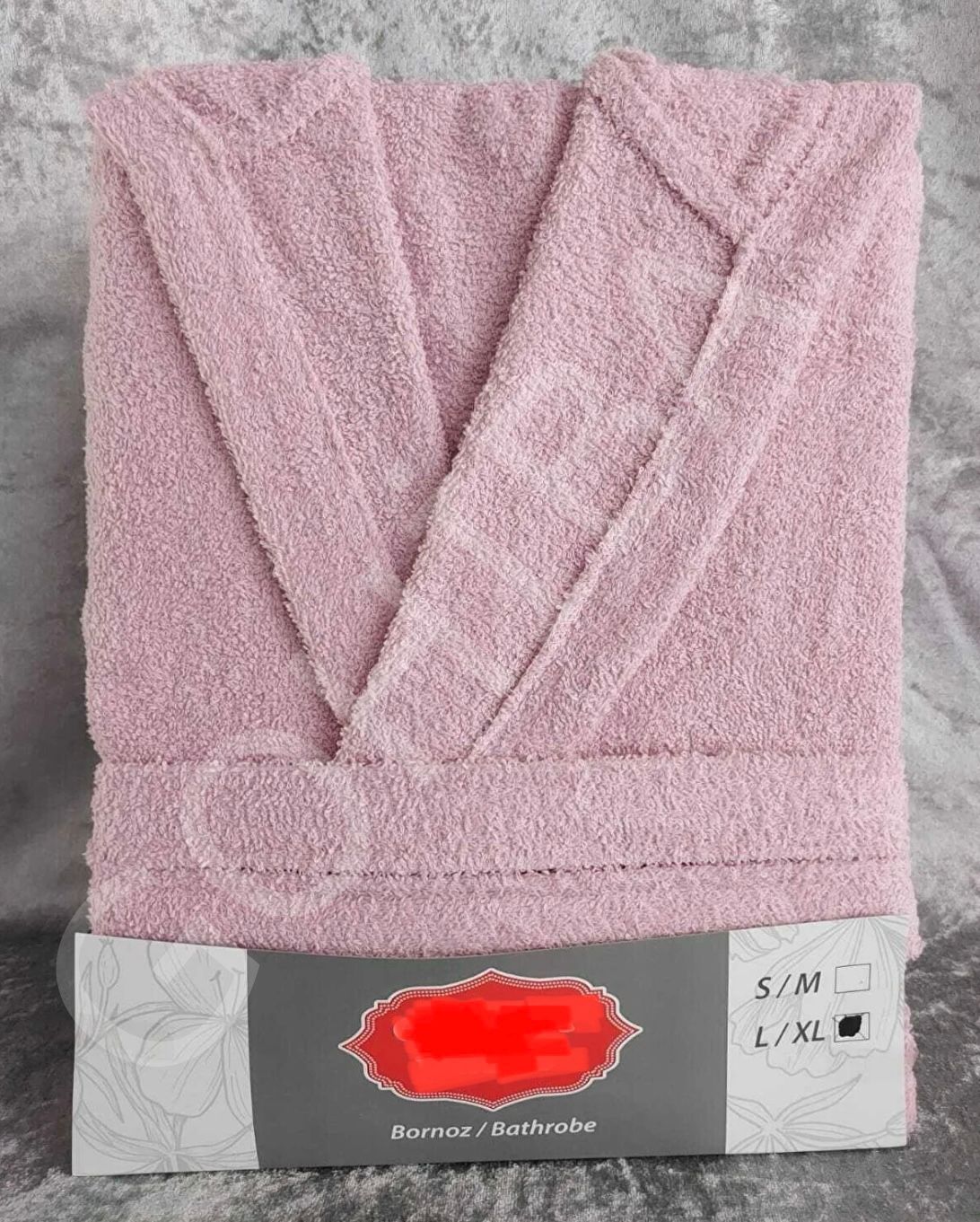 Kapüşonlu Bornoz pudra - XL