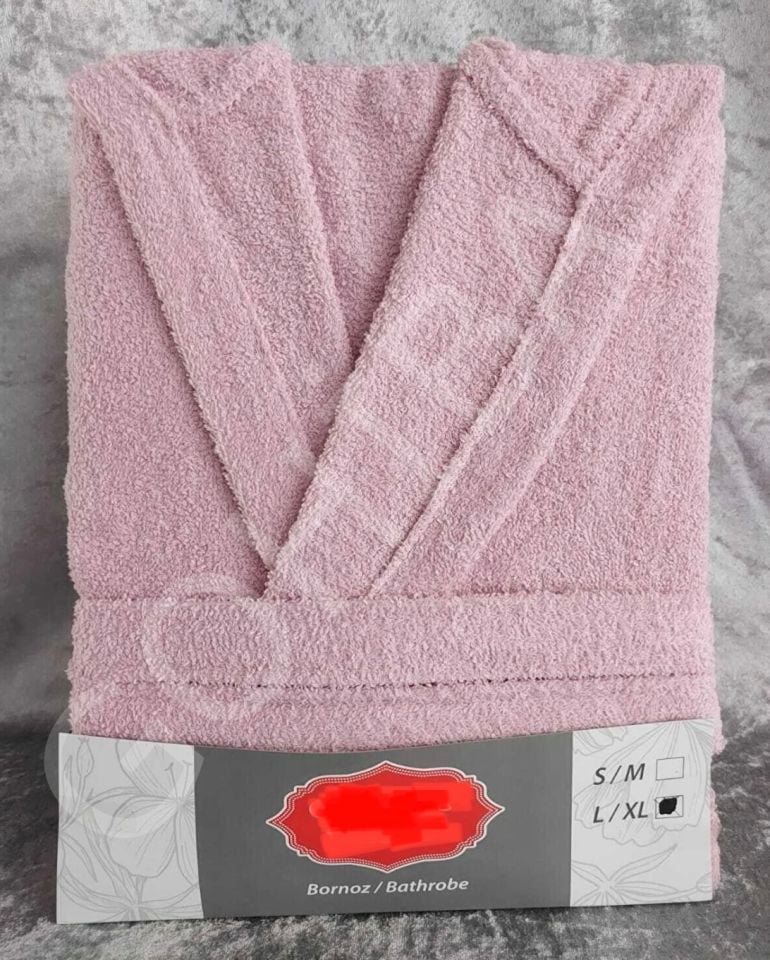 Kapüşonlu Bornoz pudra - XL