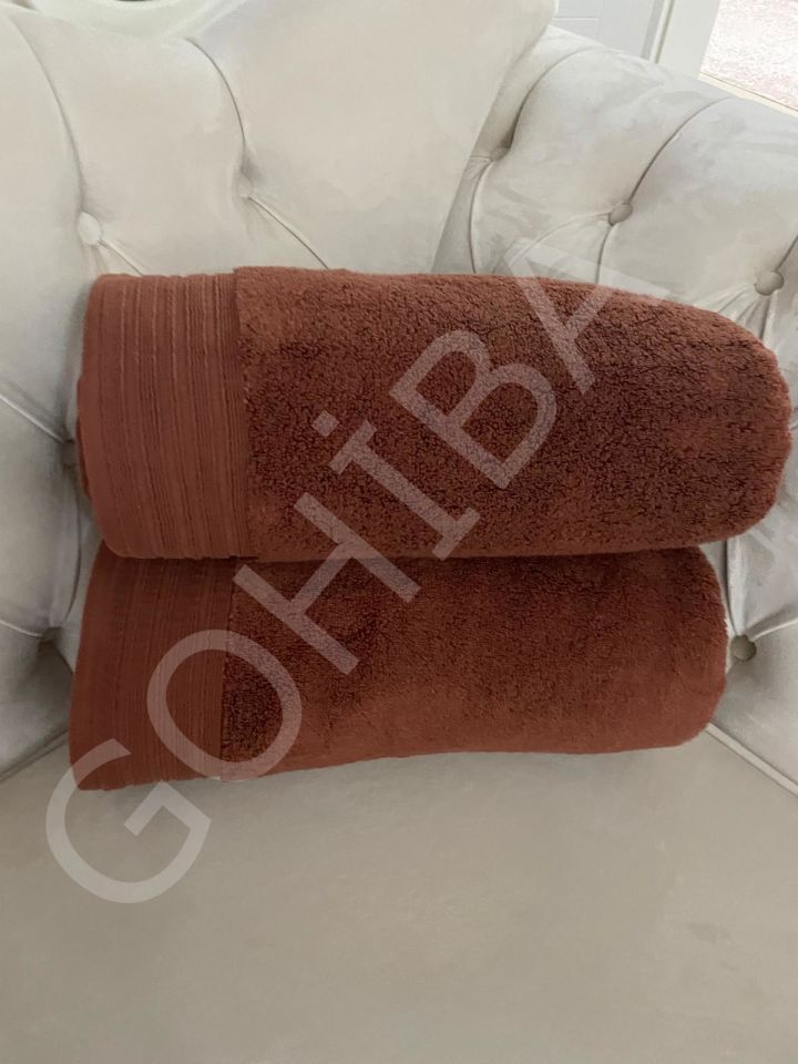 Wellsoft Fluffy Pamuklu Şerit Detaylı Pamuklu Havlu taba