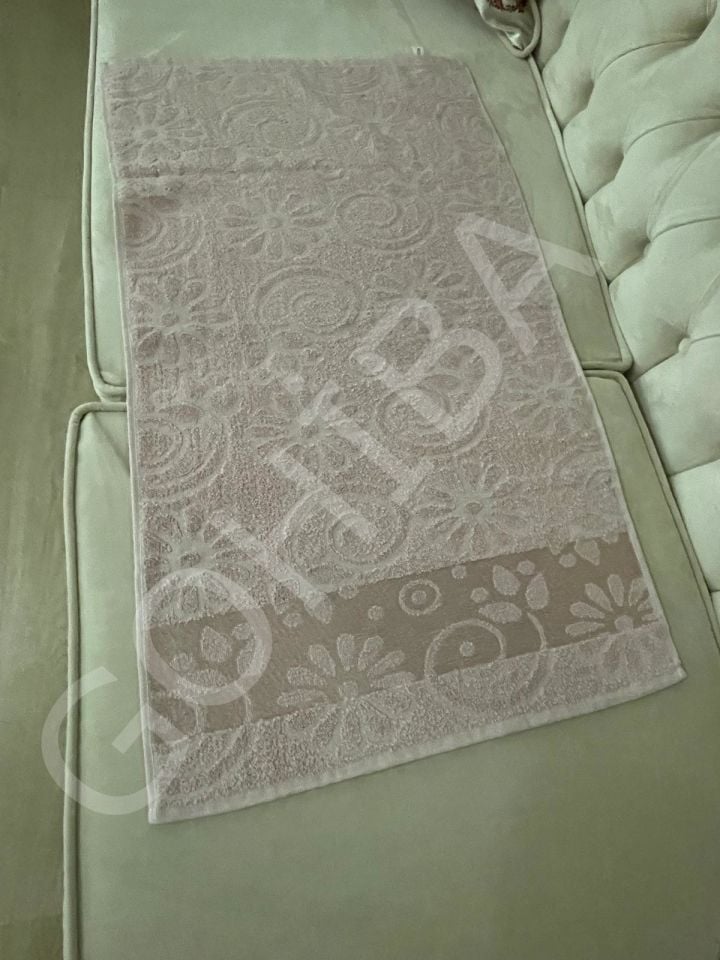 Flower Jakarlı %100 Pamuklu Dokuma El ve Yüz Havlusu pudra