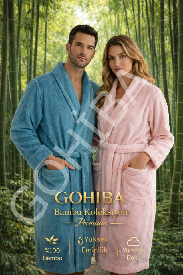 GOHİBA Premium Bambu Bornoz – Cotton Triga Unisex