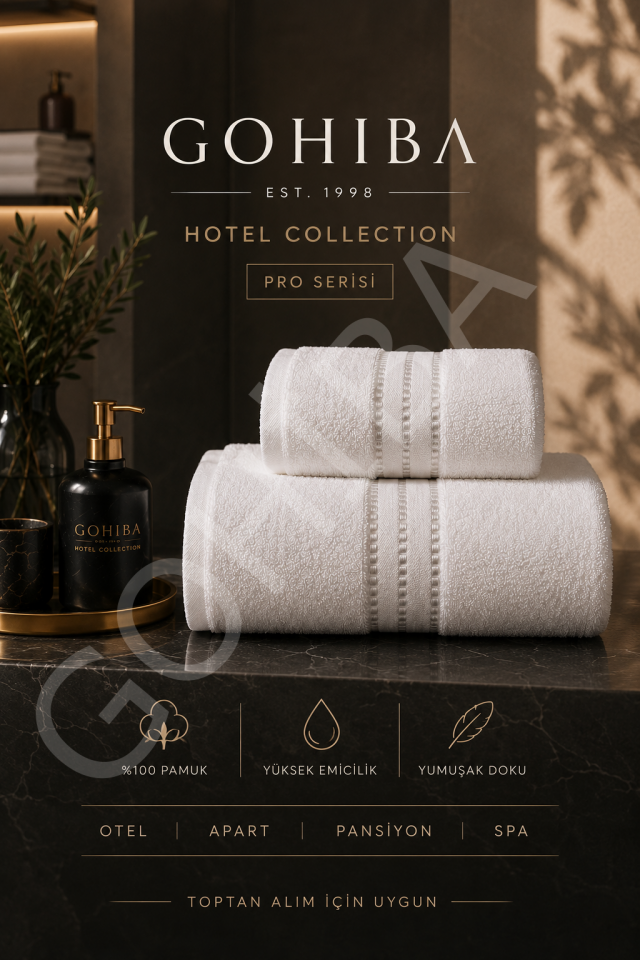 GOHİBA Hotel Collection Beyaz Otel El Yüz Havlusu 50x90 cm