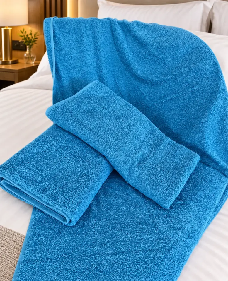 GOHİBA 70x200 cm Pamuklu Spa Havlusu – Plaj ve Şezlong Havlusu Mavi