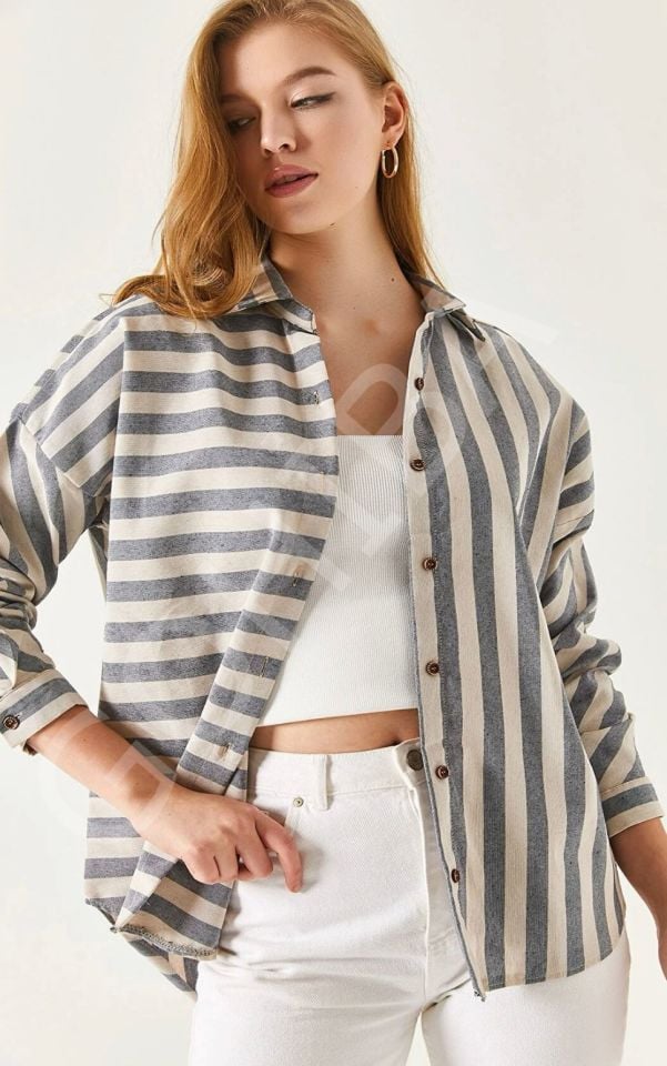 Kadın Gömlek | Çizgili Salaş Model XL