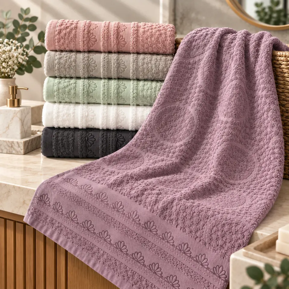 Yüz Havlusu 50x90 cm – Jakarlı Desenli El ve Yüz Havlusu