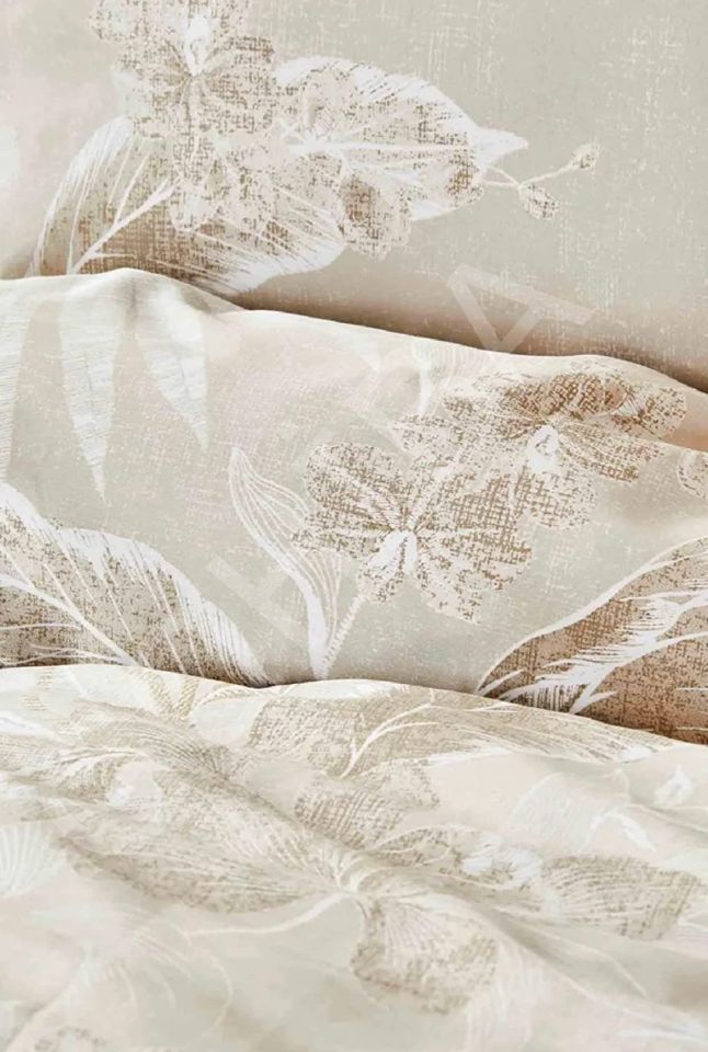 Karaca Home Nature Bej Saten %100 Pamuk Çift Kişilik Nevresim Takımı