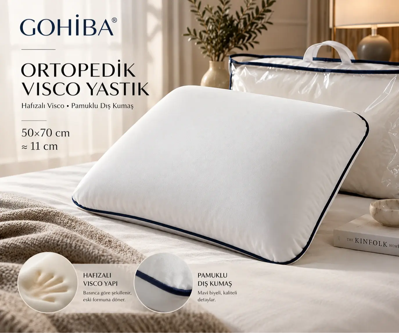 Ortopedik Visco Yastık – Premium 50×70 cm | 11 cm