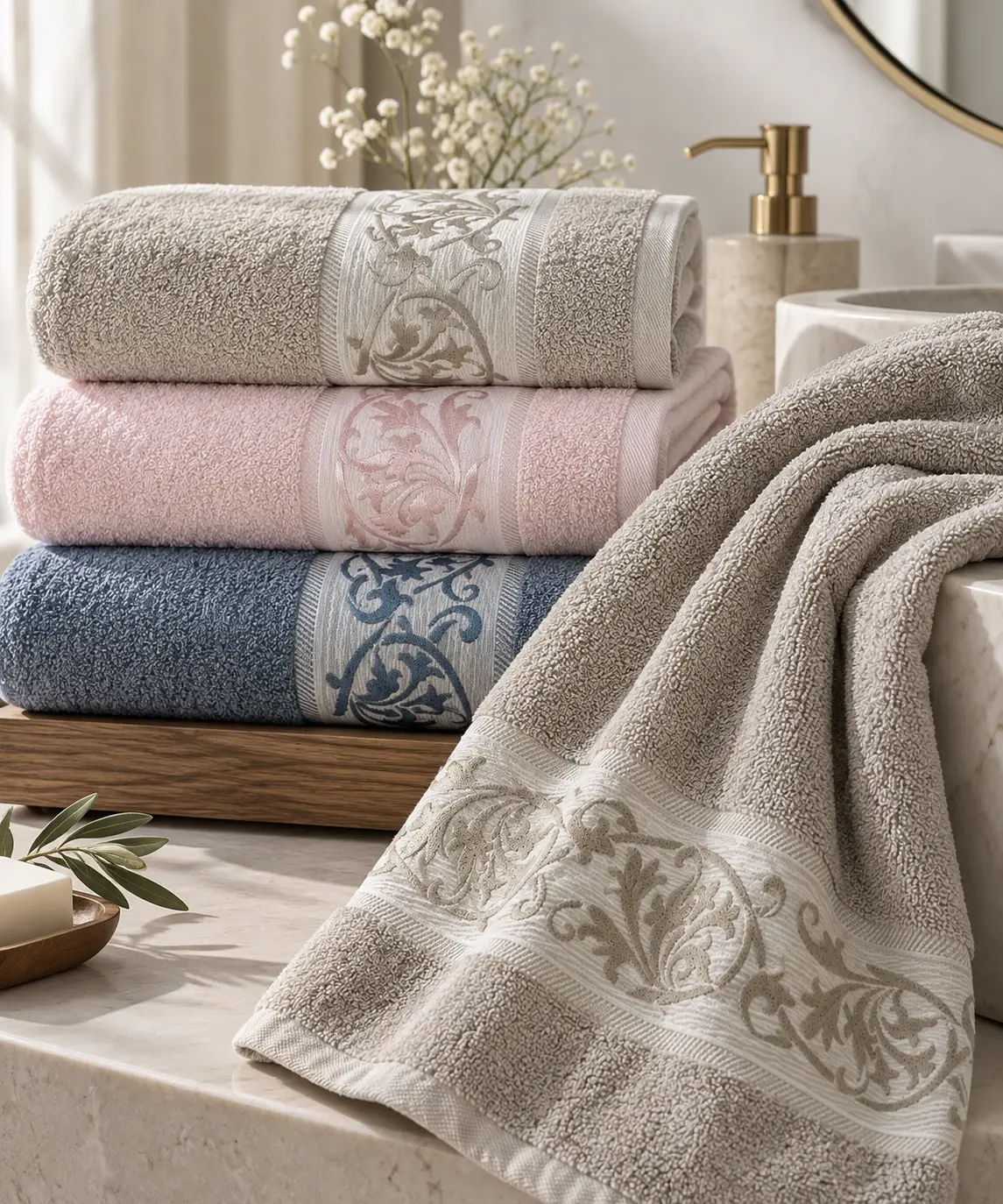 Banyo Havlusu – %100 Pamuk Bordürlü 70×140 cm | 420 g