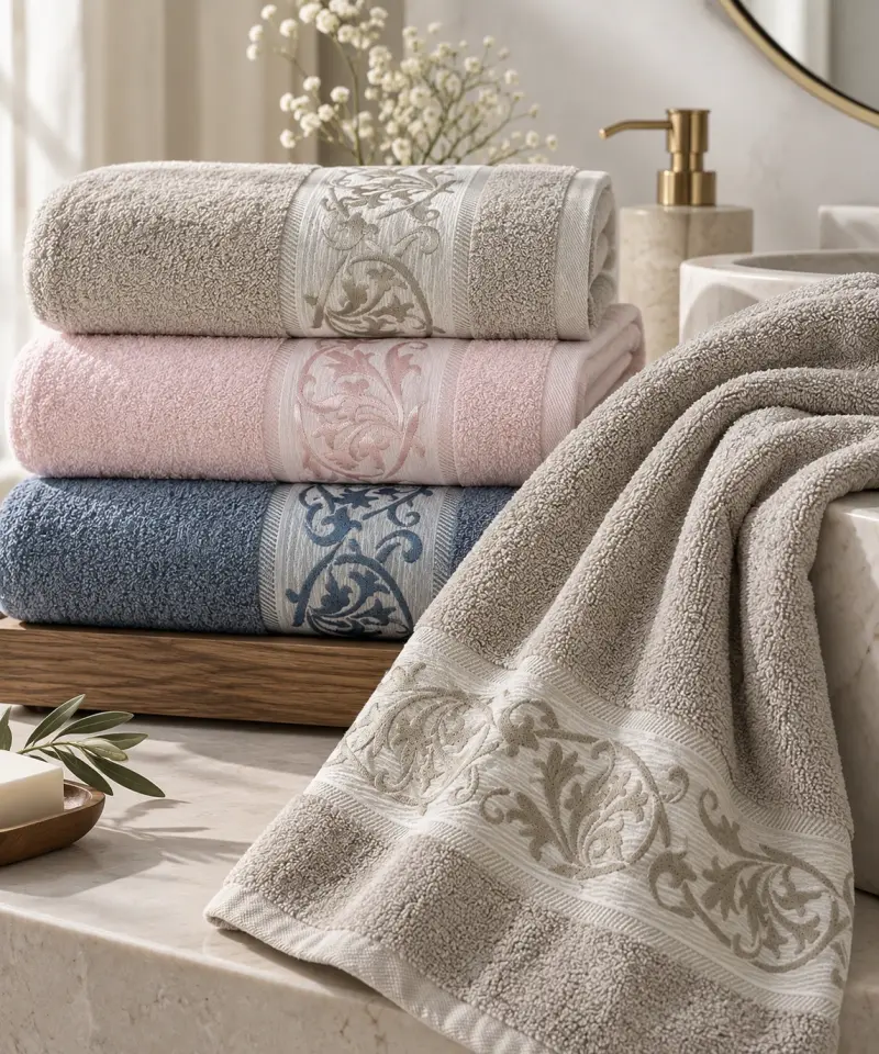 Banyo Havlusu – %100 Pamuk Bordürlü 70×140 cm | 420 g